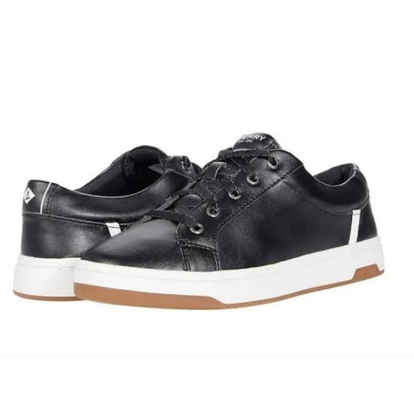 Sperry Charter Sneaker Black Leather 7.5 - Picture 1 of 7